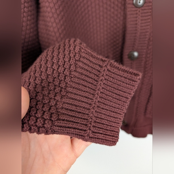 J.Crew Men's Check-Stitch Cotton Shawl Cardigan Sweater Burnt Henna Preppy - Picture 5 of 7